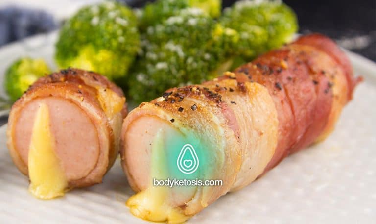 Bacon-Wrapped Keto Hot Dogs (Cheesy Version)